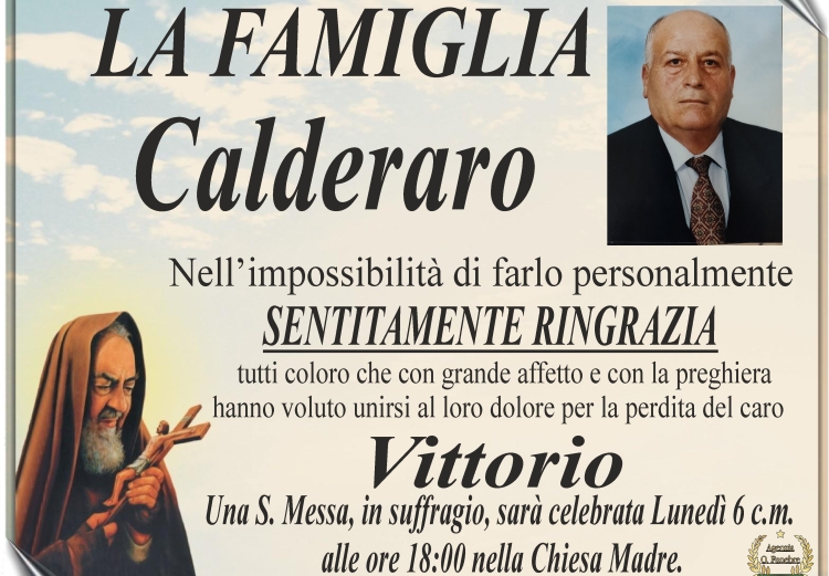 Calderaro vittorio  ringraziamneto 